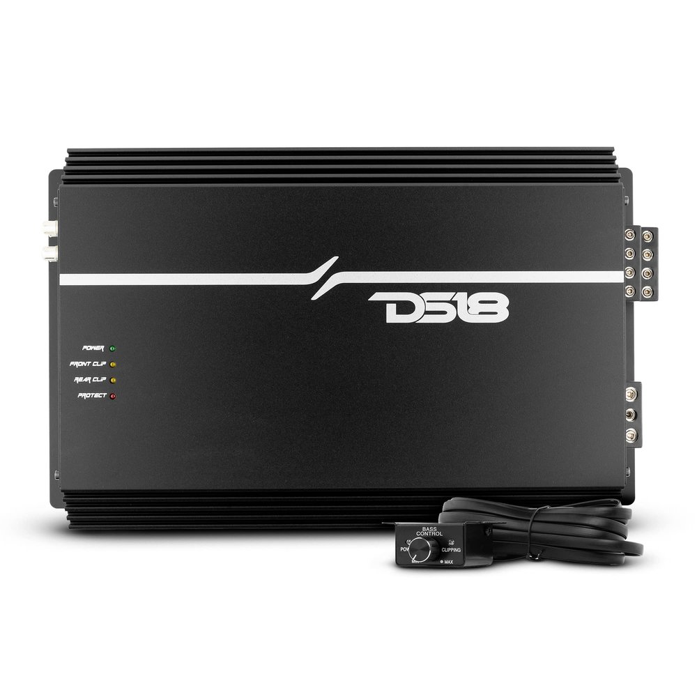 DS18 EXL-P1200X4 Korean 4-Channel Full Range Car Audio Amplifier Competition Grade Class AB MOSFET Amp 1200 Watts Rms - Remote BASS Knob Included (Renewed)