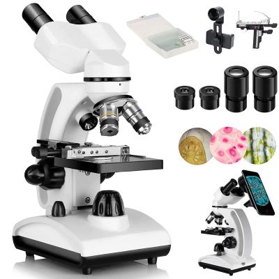 6000/10000/15000X Binocular Microscope for Adults,with Dual LED Illumination Storage Bag Microscope Slides Phone Adapter, The for Friends&Family,6000X
