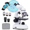 Compound Microscopes,LED Binocular Compound Microscope,Professional Compound Microscope with Wide-Field 10X 35X Eyepieces,Microscope Slides,Phone Adapters,Cleaning Paper,10000X view 1