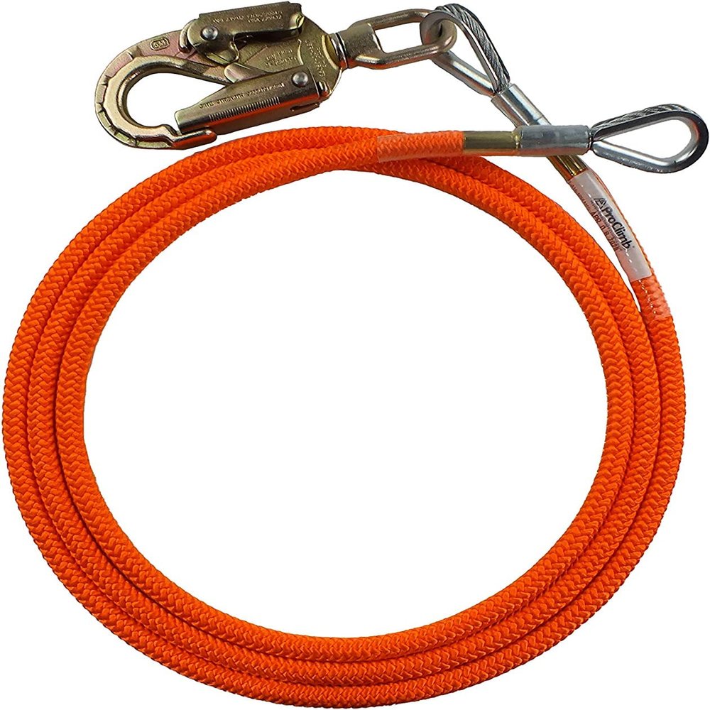Steel Core Flip Line for Tree Climbing, 5/8 in x 15 ft - USA Made, Steel Swivel, Arborist Equipment for Climbing with Spikes & Gaffs