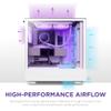NZXT H5 Flow RGB Compact ATX Mid-Tower PC Gaming Case  High Airflow Perforated Front Panel  Tempered Glass Side Panel  Cable Management  2 x F140 RGB Core Fans  280mm Radiator Support  White view 3
