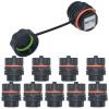 ANMBEST 10PCS Panel Mounting Shielded CAT6A RJ45 Waterproof Connector Cat5/5e/6/6E 8P8C Ethernet LAN Cable Coupler Double Head Adapter with Waterproof/Dust Cap view 1