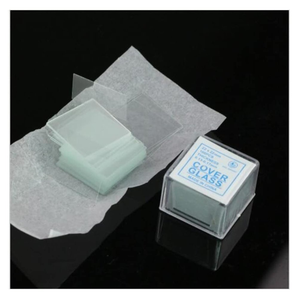 RADHAX Microscope Kit 100pcs/1box Transparent Slides Microscope Cover 20x20mm 18X18mm,22mmX22mm,24X24mm Microscope Lens Adapters (Color : 22mmx22mm)