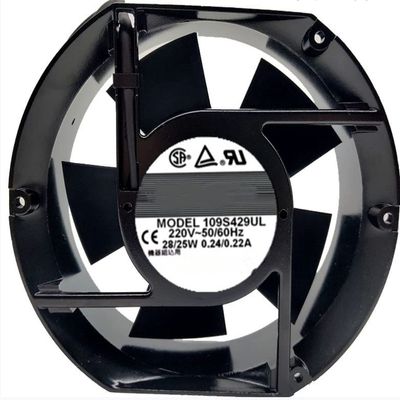 109S429UL 220V 0.24/0.22A 28/25W 172X150X51MM 2-Wire Cooling Fan