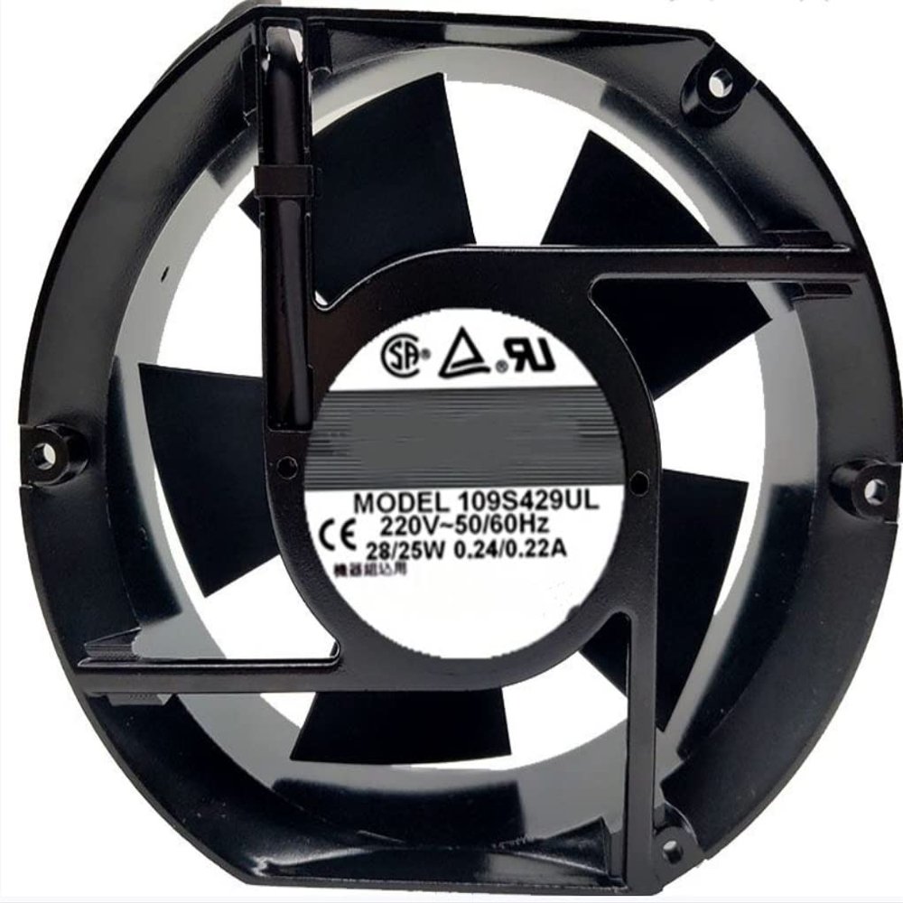 109S429UL 220V 0.24/0.22A 28/25W 172X150X51MM 2-Wire Cooling Fan