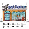 12x8ft Cartoon Music Shop Photography Backdrop Cartoons Theme Gift Background for Kids Children Baby Shower Birthday Party Banner Cartoon Music Store School Party Photo Booth Props view 2