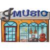 12x8ft Cartoon Music Shop Photography Backdrop Cartoons Theme Gift Background for Kids Children Baby Shower Birthday Party Banner Cartoon Music Store School Party Photo Booth Props view 3