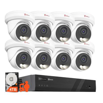 Anpviz 4K 16CH PoE Security Camera System, 8pcs Wired 8MP PoE IP Cameras Outdoor with Human Vehicle Detection, 100ft Smart Color Night Vision, 4K 16 Channel NVR with 4TB HDD for Business (U Series)