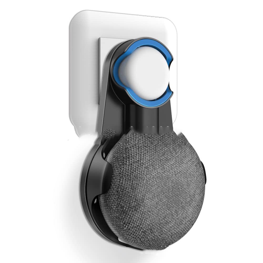 For Google Home Mini Holder ABS Wall Mount Stand, No Screws Required, Smart Home Speaker Accessory Rack, Save Space for Kitchen, Bathroom and Bedroom (Google Home Mini, Black) ST05