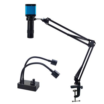 Adjustable Microscope Arm 130x Zoom C Mount Lens Camera Light, 48MP 4K 1080P HDMI USB Digital Camera Industrial Video Microscope Mount Repair Soldering Stand Clamp (22MP)