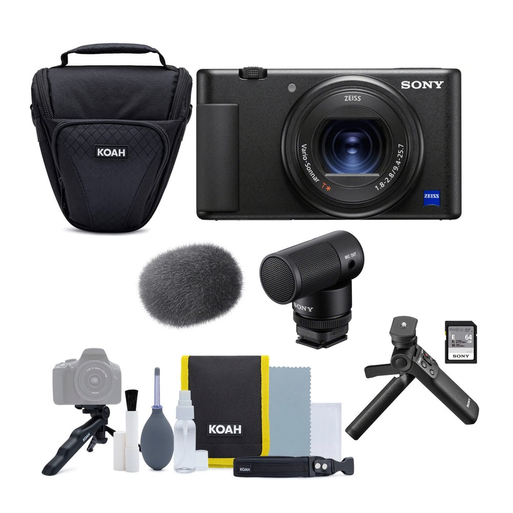 Sony ZV-1 Camera for Content Creators and Vloggers Bundle with Vlogger Accessory Kit, Vlogger Shotgun Microphone, Camera Case and Content Creation Kit (4 Items)