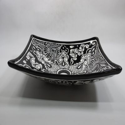 16" RECTANGULAR TALAVERA SINK vessel mexican bathroom handmade ceramic folk art