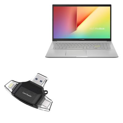 BoxWave Smart Gadget Compatible with ASUS VivoBook 15 (F513IA) - AllReader SD Card Reader, microSD Card Reader SD Compact USB - Jet Black