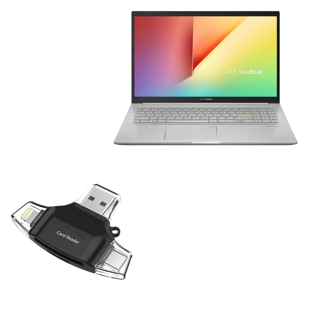 BoxWave Smart Gadget Compatible with ASUS VivoBook 15 (F513IA) - AllReader SD Card Reader, microSD Card Reader SD Compact USB - Jet Black