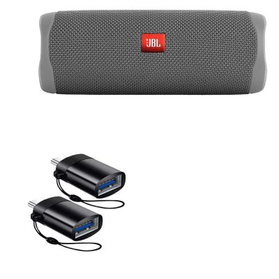 BoxWave Cable Compatible with JBL Flip 5 - USB-C to A PortChanger (2-Pack), USB Type-C OTG USB Portable Keychain - Slate Black