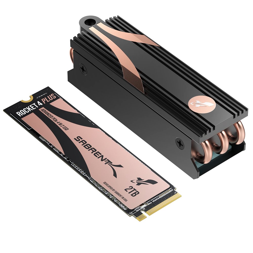 SABRENT Rocket 4 Plus SSD with Heatsink 2TB PCIe Gen 4 NVMe M.2 2280 Internal Solid State Drive, Extreme Speed, Heat Management [SB-RKT4P-HTSP-2TB]