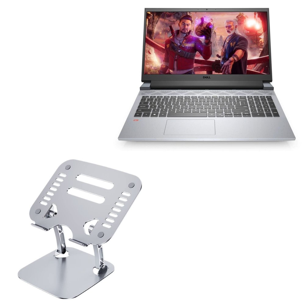 BoxWave Stand and Mount Compatible with Dell G15 Gaming (5515) - Executive VersaView Laptop Stand, Ergonomic Adjustable Viewing Angle Metallic Riser - Metallic Silver