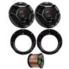 98-13 Motorcycle Speaker Bundle: 2X of JVC 6.75" Inch 300 Watts 2-Way dvrn DR-Series Black Car Stereo Shallow-Mount Coaxial Speakers + Speaker Mounting Rings for Motorcycles + 50 Ft 16G Speaker Wire view 1