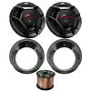 98-13 Motorcycle Speaker Bundle: 2X of JVC 6.5" Inch 300 Watts 2-Way dvrn DR-Series Black Car Stereo Coaxial Speakers + Speaker Mounting Rings for Motorcycles + 50 Ft 16G Speaker Wire