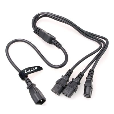 ZBLZGP IEC 320 C14 Male Plug to 3XC13 Female Extension Power Cable, C14 to 3X C13 UPS/PDU Y Type Splitter Power Cord, 250V/10A (C14-3xC13 1M)