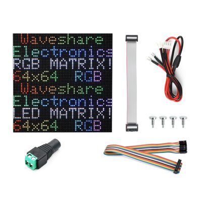 Waveshare RGB Full-Color LED Matrix Panel, 2.5mm Pitch, 6464 Pixels, Adjustable Brightness, Compatible with Raspberry Pi 5/4B/3B/Zero/Zero W/Zero 2W/Pico/Pico W/Pico WH