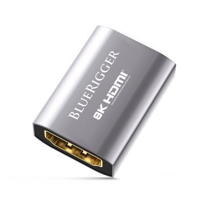 BlueRigger 8K HDMI Coupler - 1 Pack (8K 60Hz, 3D, Female to Female Adapter, 2.1 HDMI Extender, Union Connector) - Compatible with HDTV, Gaming Console, Monitor, Laptop, Projector, TV Box