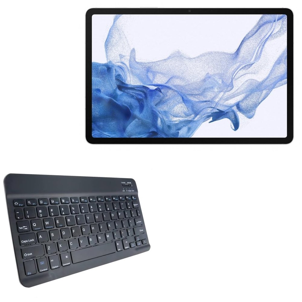 BoxWave Keyboard Compatible with Samsung Galaxy Tab S8+ - SlimKeys Bluetooth Keyboard, Portable Thin with Chiclet-Style Keys - Jet Black