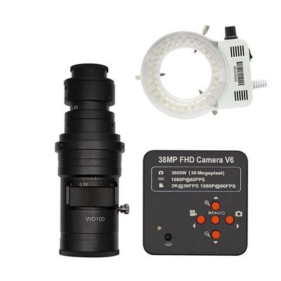 Microscope Accessories Kit 38MP 1080P HDMI Video Microscope Camera 130X 2000X 250X Adjustable Zoom C Mount Lens 56 LED Ring Light For CPU PCB Soldering Microscope Slides ( Color : 38MP 10-250X LED )