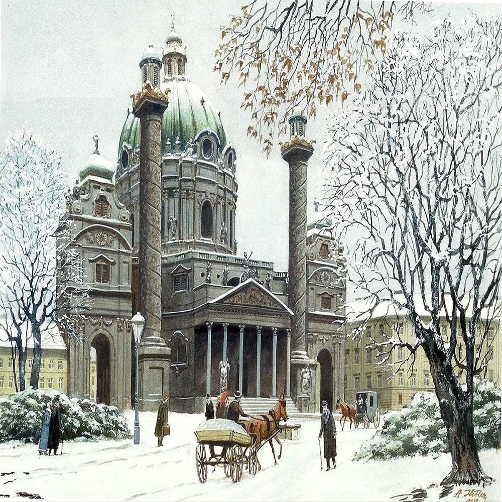 St. Charles's Church in Vienna : Adolf Hitler : Archival Quality Art Print