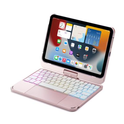 QYiiD Magnetic 360 Rotating iPad mini 6th Generation Keyboard Case Touchpad 7 Colors Backlit Keyboard Rotatable Slim Folio iPad mini 6 2021 (8.3 Inch) Keyboard Cover, Slim Folio Protective, Rosegold