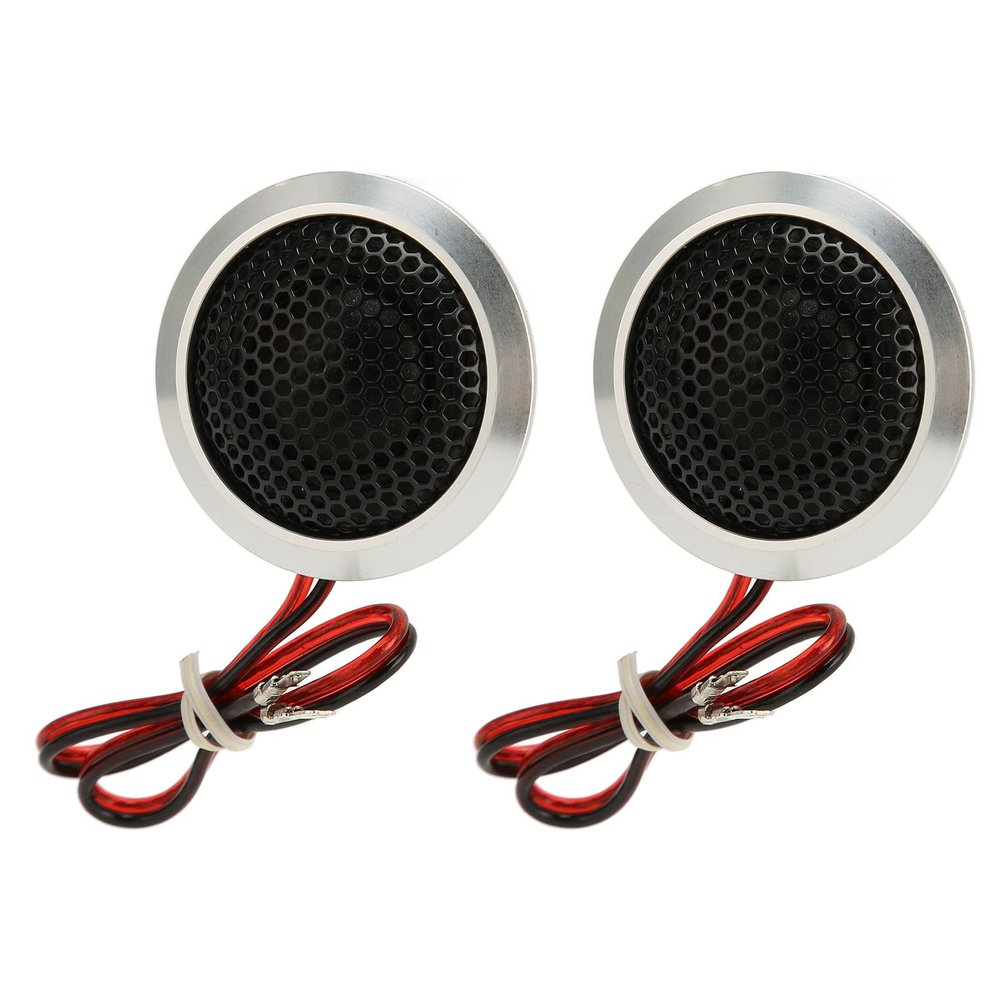 2pcs Car Tweeter, 4 Ohms 150W Dome Tweeter, 2 Way System High Sensitivity Dome Audio Tweeter for Car Audio Systems, Pair Silver Black