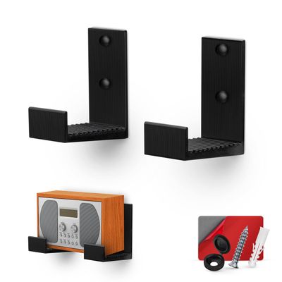 4.5" Cable Box Wall Mount Hanger Holder, Adhesive & Screw-in, for Routers, Laptops, Modem, Mesh WiFi, Apple TV, Network Switch & More, for Devices Upto 4.5" / 114mm Wide, (Black) by Brainwavz