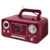 Portable Stereo CD Player with Bluetooth, AM/FM Stereo Radio and Cassette Player/Recorder (Red & Silver) view 1