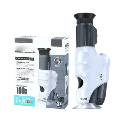 JUIYU Microscope Accessories Kit 100X Mobile Phone Microscope with Mobile Phone Clip, Handheld Microscope Magnifying Glass Microscope Slides
