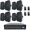 Rockville WET-6525B Bundle: (8) 6.5 in Black 70V Wall Speakers, (4) VOL70100 Wall Volume Controls, Rock Matrix 4 Zone 70V Commercial Amplifier with Matrix Source Routing, 13-Items view 1