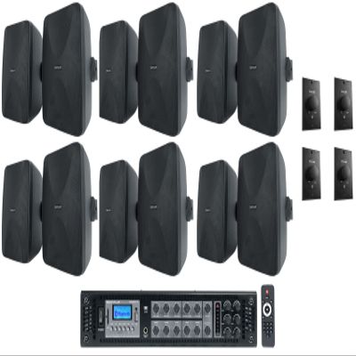 Rockville RCS650-6-Zone 70v Commercial Amplifier+(12) Speakers+(4) Wall Controls