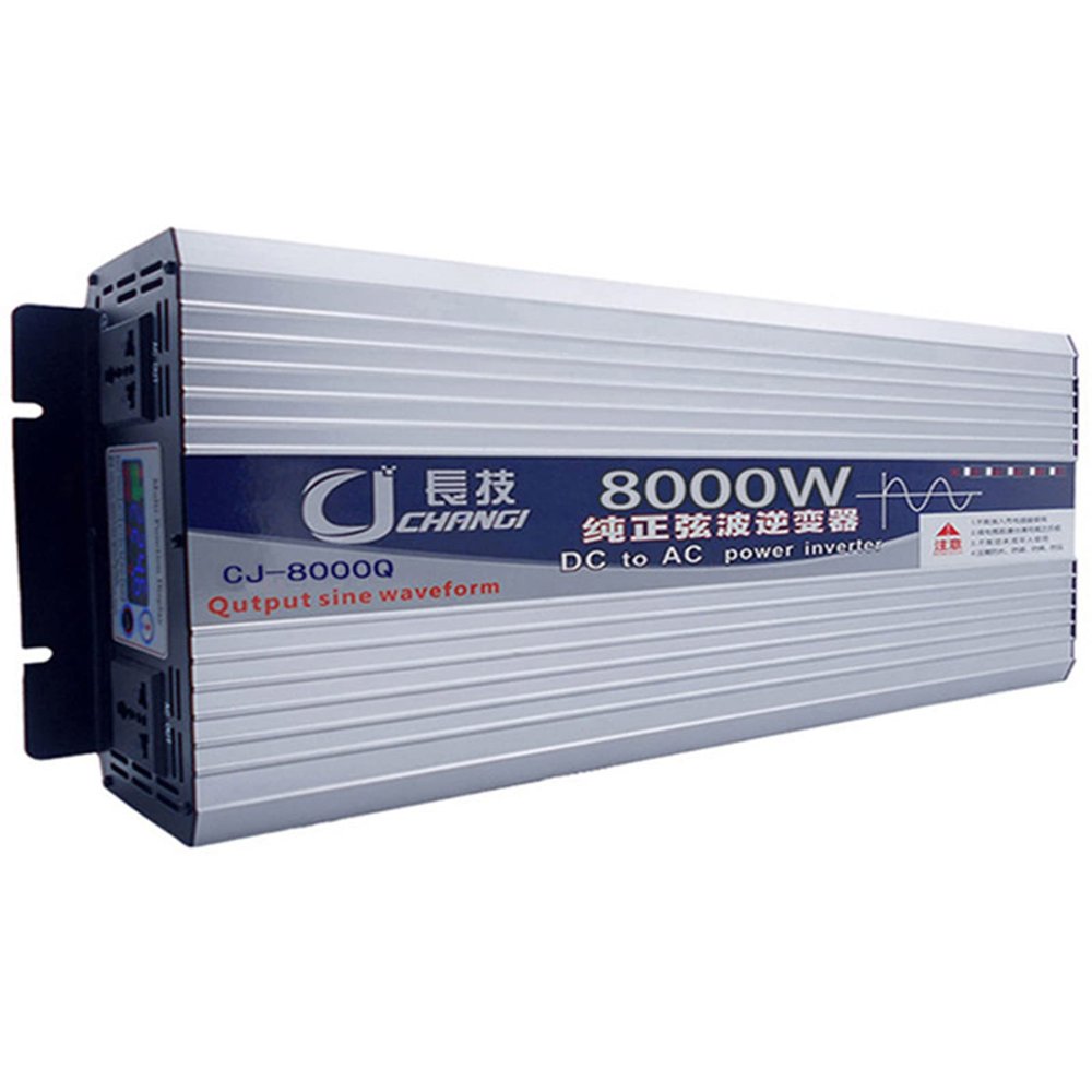 3500W 4000W 5000W 5500W 6000W 8000W Pure Sine Wave Inverter DC 12V 24V 48V 60V to AC 110V 220V Converter with LCD Display 2 AC Outlets,for Trucks RVs Boats,8000W-12vto220v