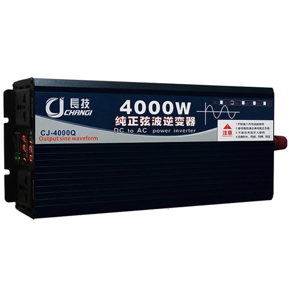 3500W 4000W 5000W 5500W 6000W 8000W Pure Sine Wave Inverter DC 12V 24V 48V 60V to AC 110V 220V Converter with LCD Display 2 AC Outlets,for Trucks RVs Boats,4000W-48vto110v