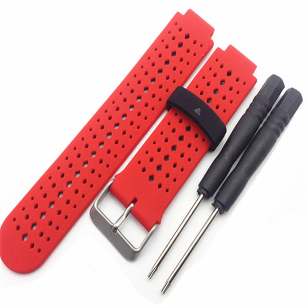 KAPPDE Soft Silicone Watch Strap Replacement Wrist Watch Band for Garmin Forerunner 220/230/235/620/630 Watchband with Tools (Color : Red Black)
