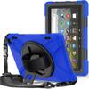 360  Rotation Case for Fire HD 8 / Fire HD 8 Plus Tablet (12th Generation 2022) Rugged Case Rotating Stand Hand Strap Shoulder Strap Outdoor Cover (Blue) view 1