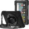 360  Rotation Case for Fire HD 8 / Fire HD 8 Plus Tablet (12th Generation 2022) Rugged Case Rotating Stand Hand Strap Shoulder Strap Outdoor Cover (Black) view 1