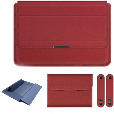 11-17 Inch Universal Multi-Function Waterproof Notebook Bag, 3-In-1 Stand Foldable Laptop Padded Pouch, Portable Computer Stand With Mouse Pouch (Red,15/15.6 inch)