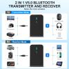 Bluetooth Transmitter for TV PC, 2 in 1 Bluetooth Audio Adapter Music Receiver (3.5mm Jack Cable, Low Latency,Built-in Microphone) Wireless Transmitter for Home Stereo/Car/Airplane/Boat/Gym/MP3/MP4 view 2