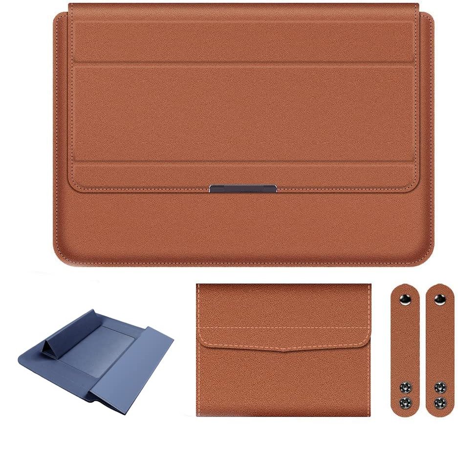 11-17 Inch Universal Multi-Function Waterproof Notebook Bag, 3-In-1 Stand Foldable Laptop Padded Pouch, Portable Computer Stand With Mouse Pouch (Brown,15/15.6 inch)