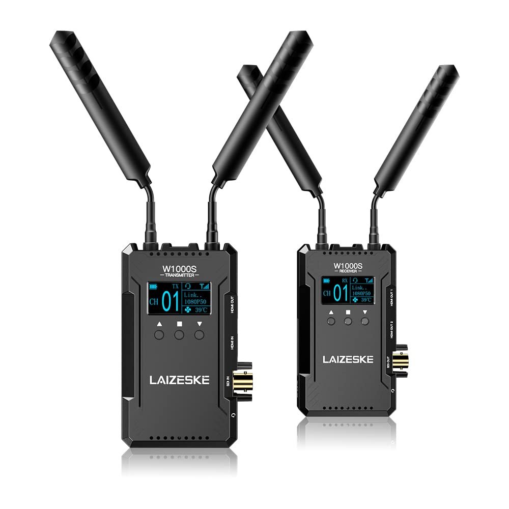 LAIZESKE W1000H Wireless Video Transmission System HDMI Transmitter and Receiver Full Duplex Intercom Live Streaming 1000FT Long Range with 0.08S Low Latency