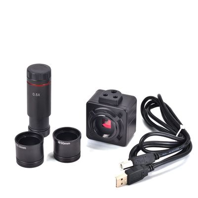 JUIYU Microscope Accessories Kit 5MP USB Digital Video Microscope Industrial Camera with 0.5X Eyepiece C-Mount 23.2mm Adapter 30/30.5mm Rings Microscope Slides
