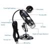 JUIYU Microscope Accessories Kit 500X 1000X 1600X Magnification Microscope, LED USB 2.0 Digital Microscope, Mini Camera with Metal Stand Microscope Slides (Size : 1600X) view 3