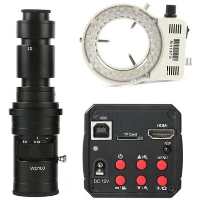 JUIYU Microscope Accessories Kit 18MP USB Industrial Electronic Digital Video Microscope Camera 180X 300X C Mount Lens Microscope Slides (Color : 500x Lens with Light)