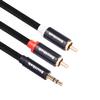 Smithok 2 Pack 3.5mm to RCA Cable,Gold Plated,Nylon Braided 1/8 Male to Male Stereo Aux Cord [Left/Right] Y Splitter Adapter for Tablets, Speakers, Smartphones, MP3, HDTV Black (3.3Ft/1m) view 2