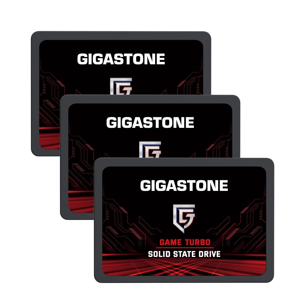 Gigastone SATA SSD 256GB (3-Pack) 2.5 inch SSD 540MB/s Upgrade Laptop PC Memory and Storage PS4 HDD Replacement 2.5" Internal Solid State Hard Drives SATA III SLC Cache 3D NAND Game Turbo Performance